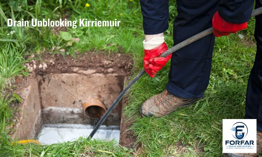 Professional drain unblocking Brechin engineer using high-pressure water jetting to clear stubborn blocked drains at a rural Angus property near Edzell
